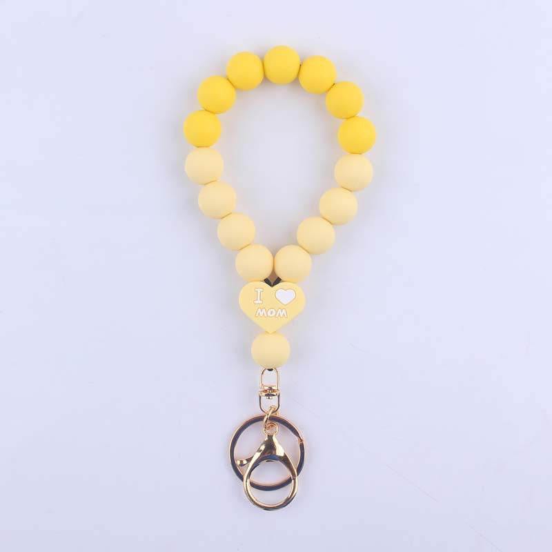 Wholesale Cartoon Double-sided Love Silicone Beaded Wrist Keychain